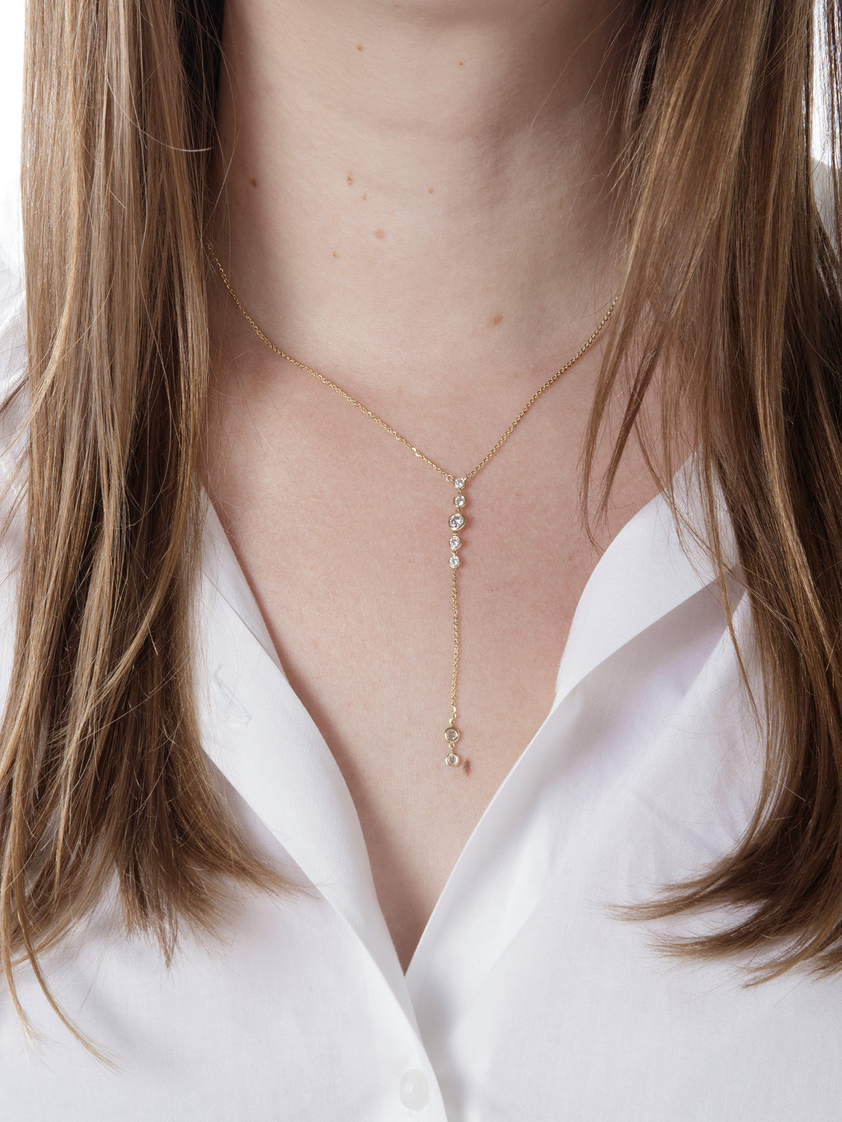 Diamond lariat deals necklace yellow gold