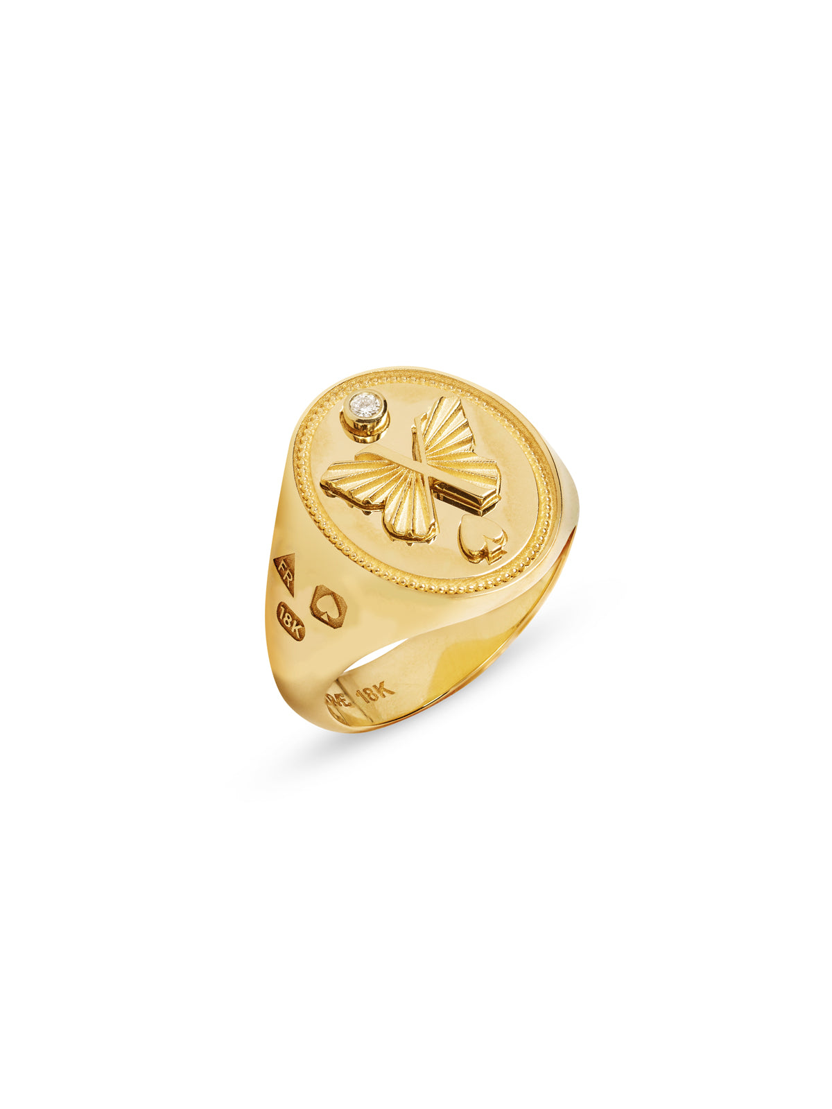 Color Blossom Signet Ring, Yellow Gold, White Gold, Malachite And