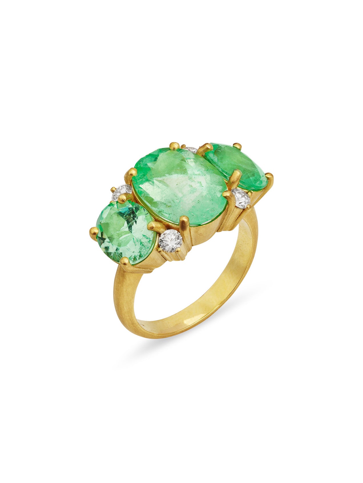 Gemmy Gem One-of-a-Kind Emerald & Diamond Yellow Gold Ring