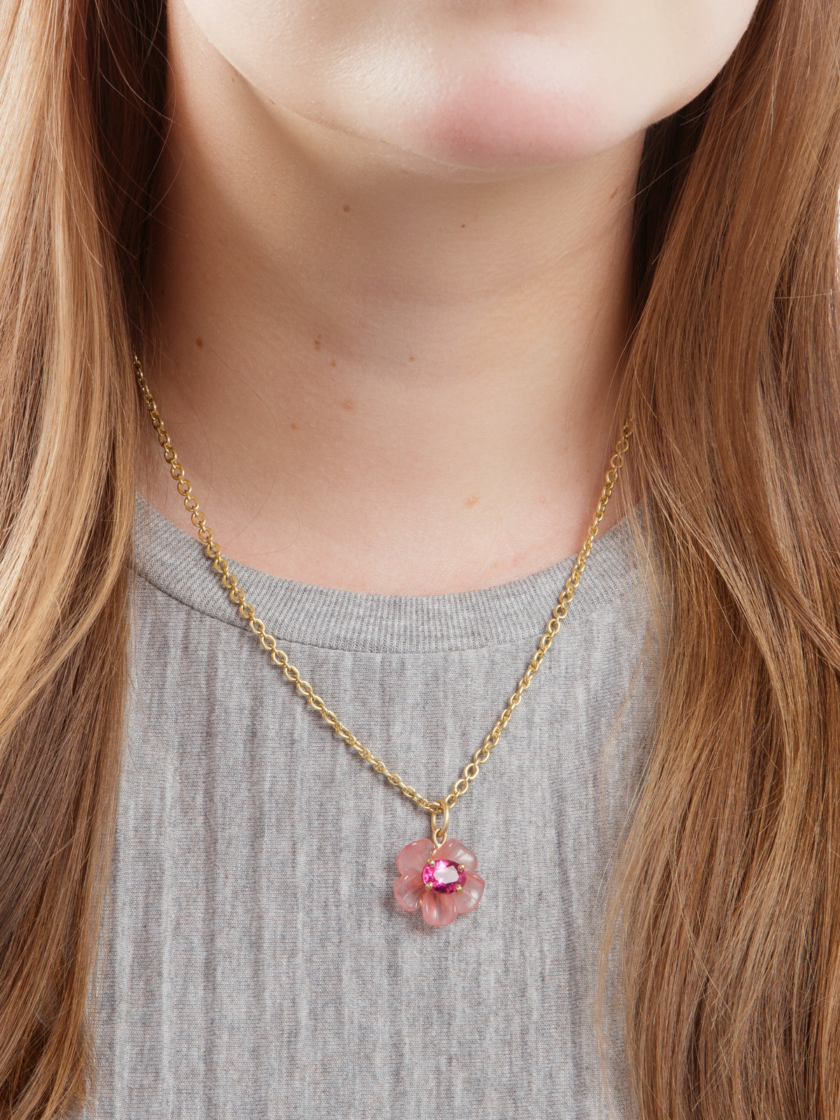 Rhodochrosite gold charm deals necklace