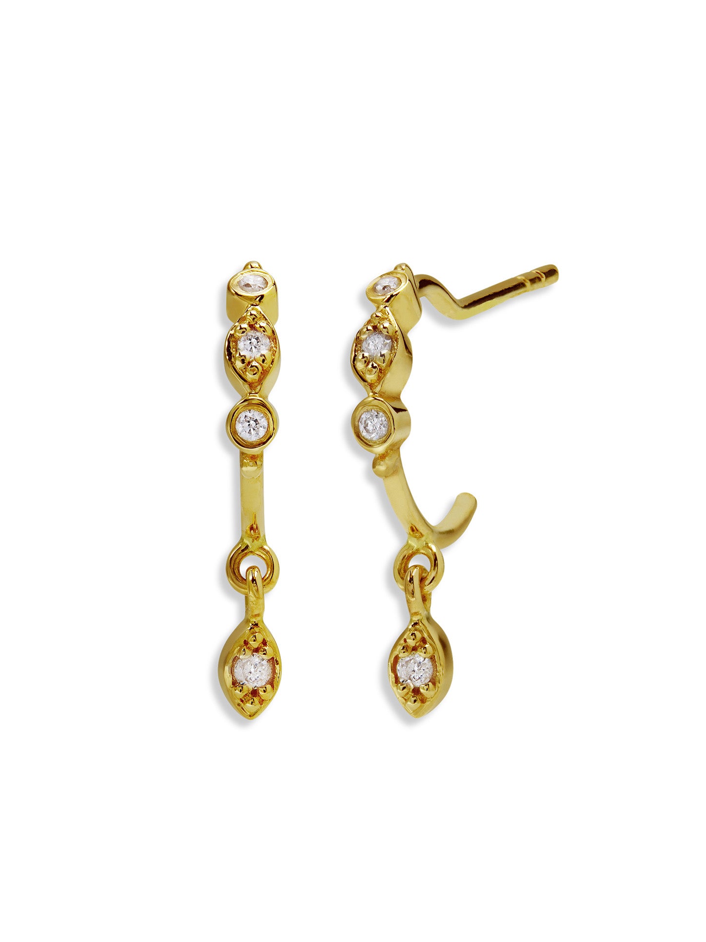 Diamonds Hoop & Dangling Diamond Earrings - Celine Daoust - Celine Daoust