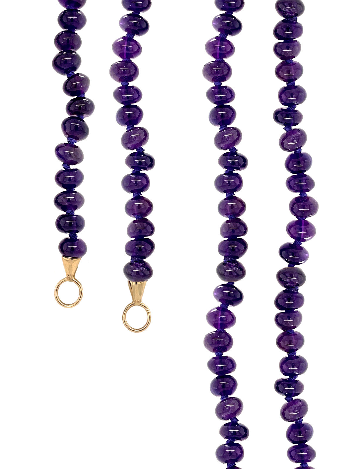 Amethyst Beaded Strand Necklace with Yellow Gold Loops