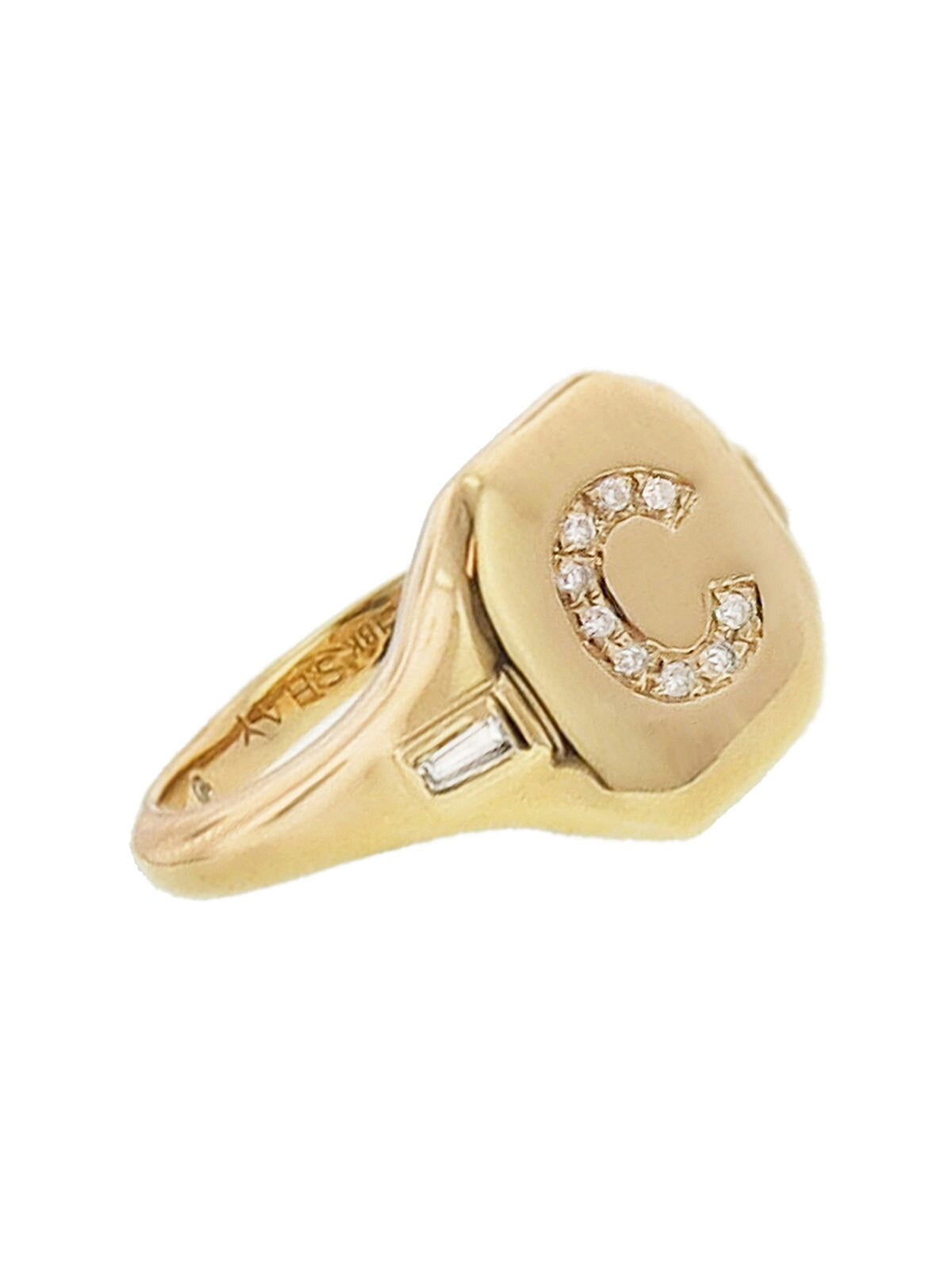 Gold initial hot sale pinky ring