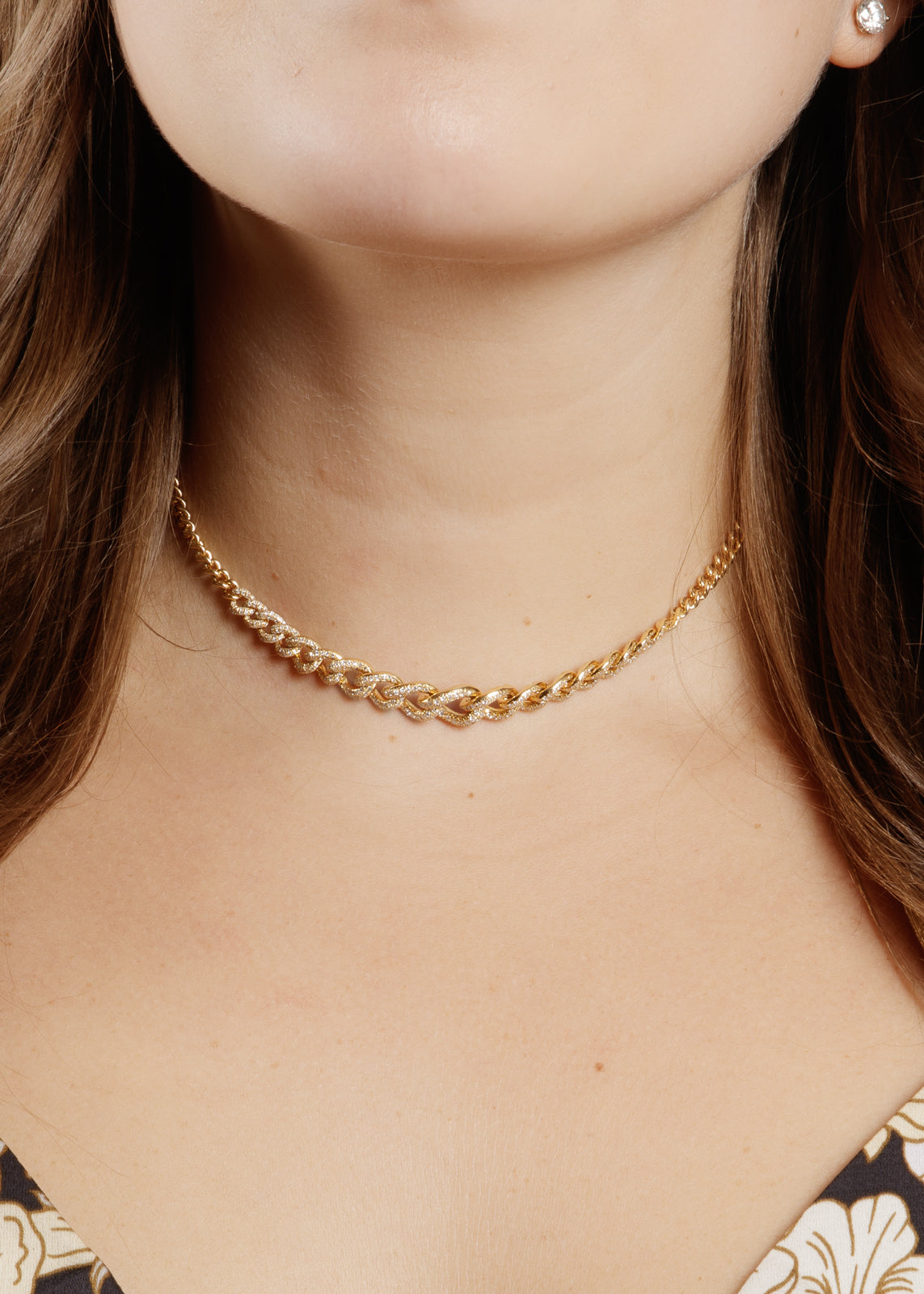 Yellow Gold and Diamond Chain Link Necklace