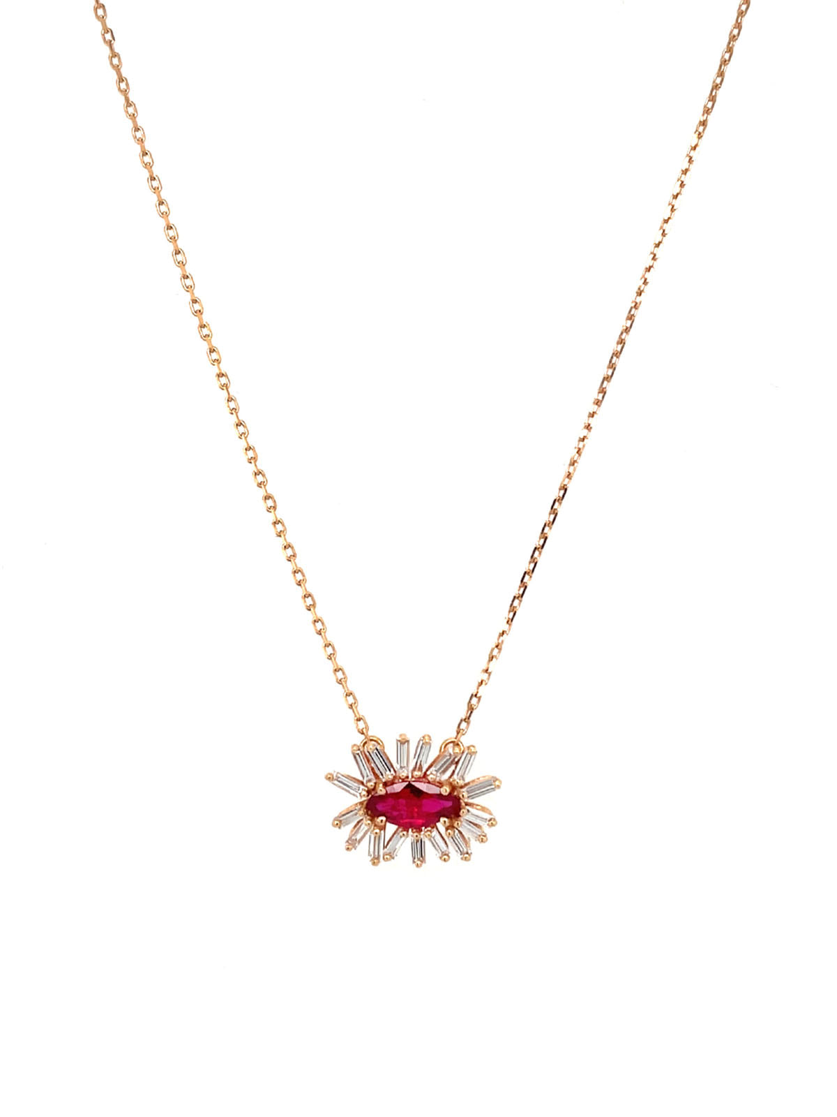 Suzanne Kalan Rose Gold One of A Kind Pink Sapphire and Diamond Necklace