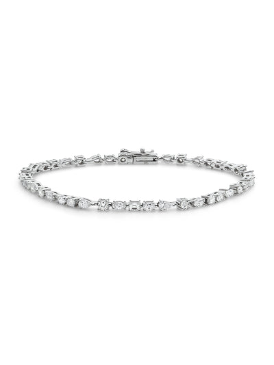 Mini Multi-Shape Diamond White Gold Tennis Bracelet