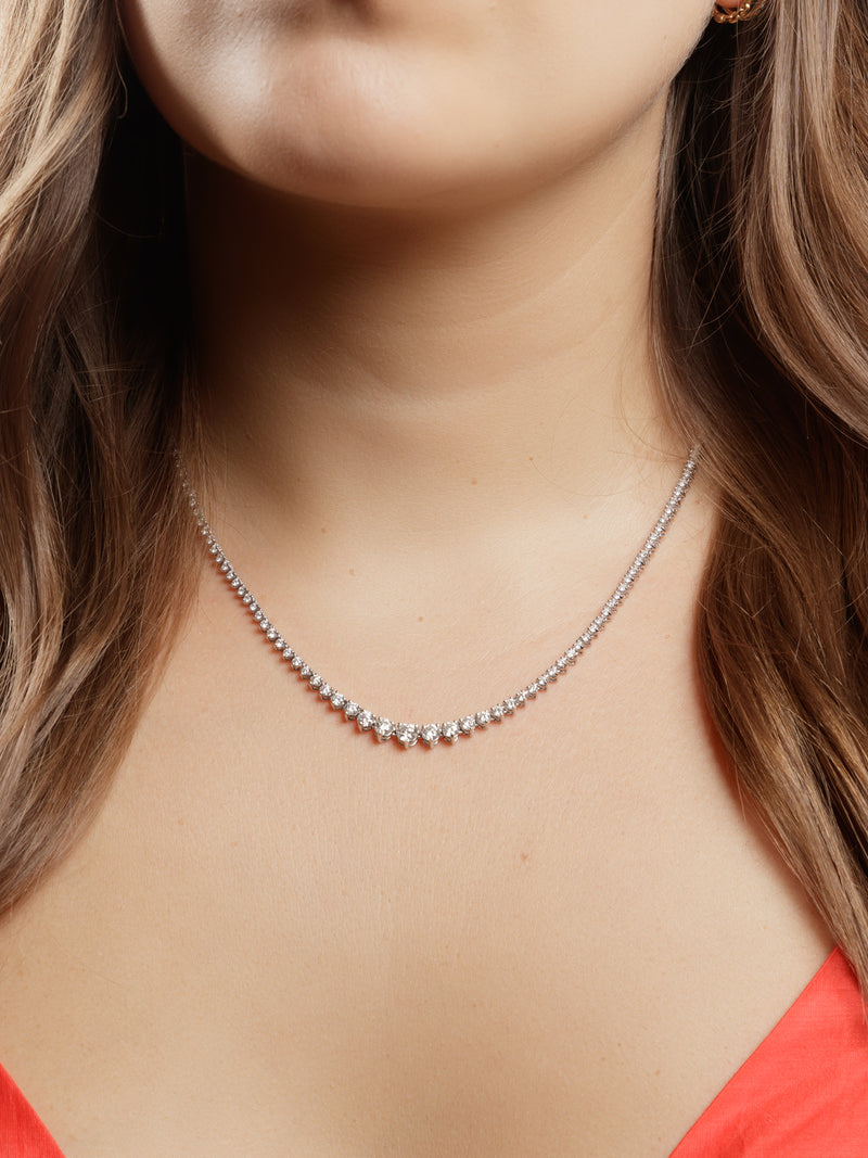 Graduated Diamond White Gold Tennis Necklace