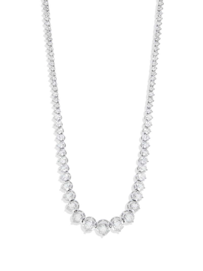 Large Graduated Diamond White Gold Tennis Necklace