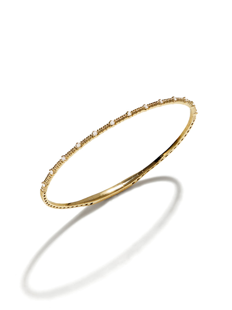 Spaced Out Diamond Yellow Gold Flexible Bracelet