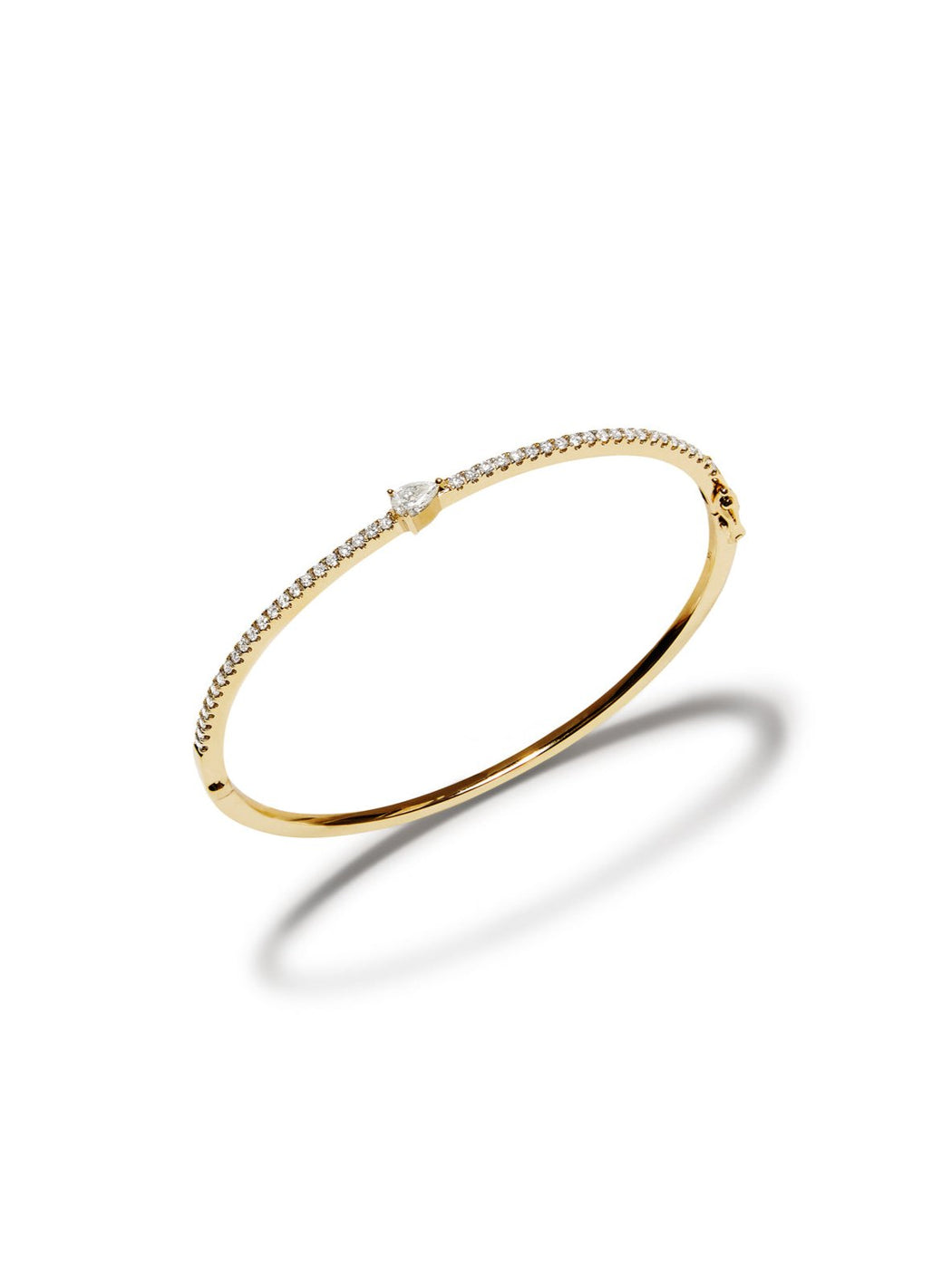 Pear & Round Diamond Yellow Gold Bangle Bracelet