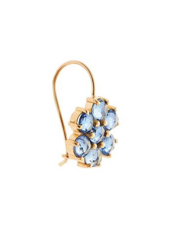 Blue Sapphire Daisy Bloom Yellow Gold Earrings
