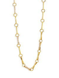 Large Circle Pavé Diamond Links Handmade Chain Yellow Gold Necklace