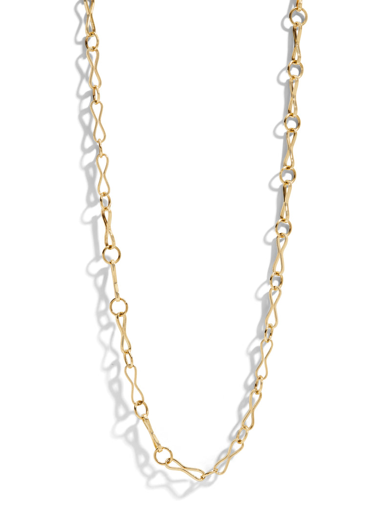 Large Motif Link Handmade Chain Yellow Gold Necklace