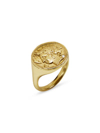 Goddess Signet Yellow Gold Ring