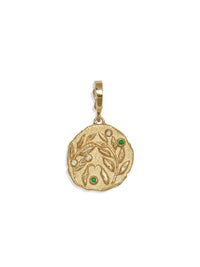 Olive Branch Small Yellow Gold Coin Charm