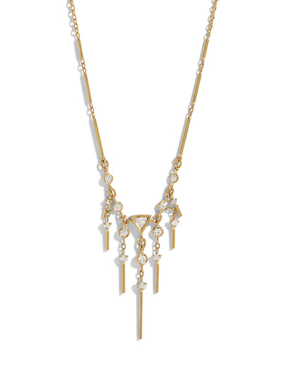 Dream Maker Trillion and Dangling Diamond Yellow Gold Necklace