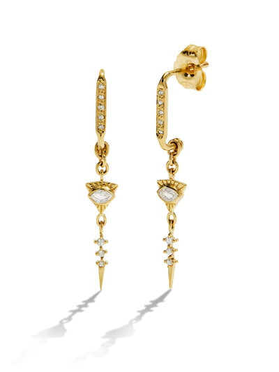 Totem Sapphire Eyes and Diamond Yellow Gold Drop Earrings