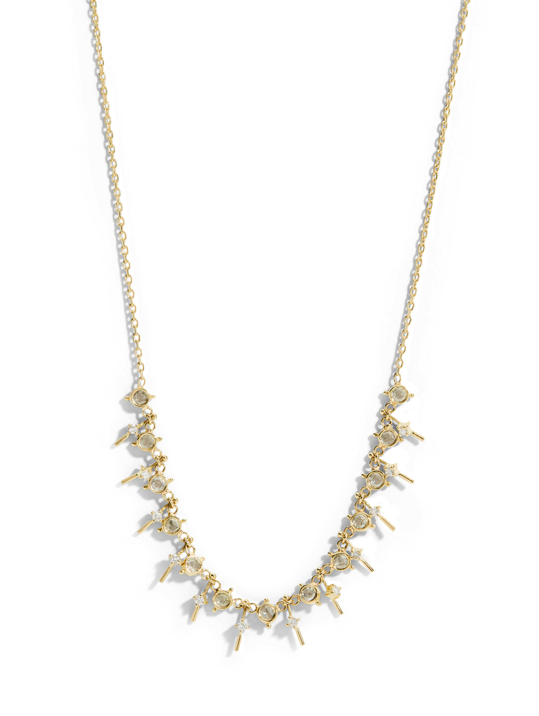 Dangling Diamond Fringe Yellow Gold Necklace