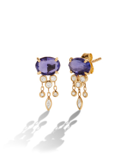 Tanzanite & Diamond Jellyfish Yellow Gold Earrings