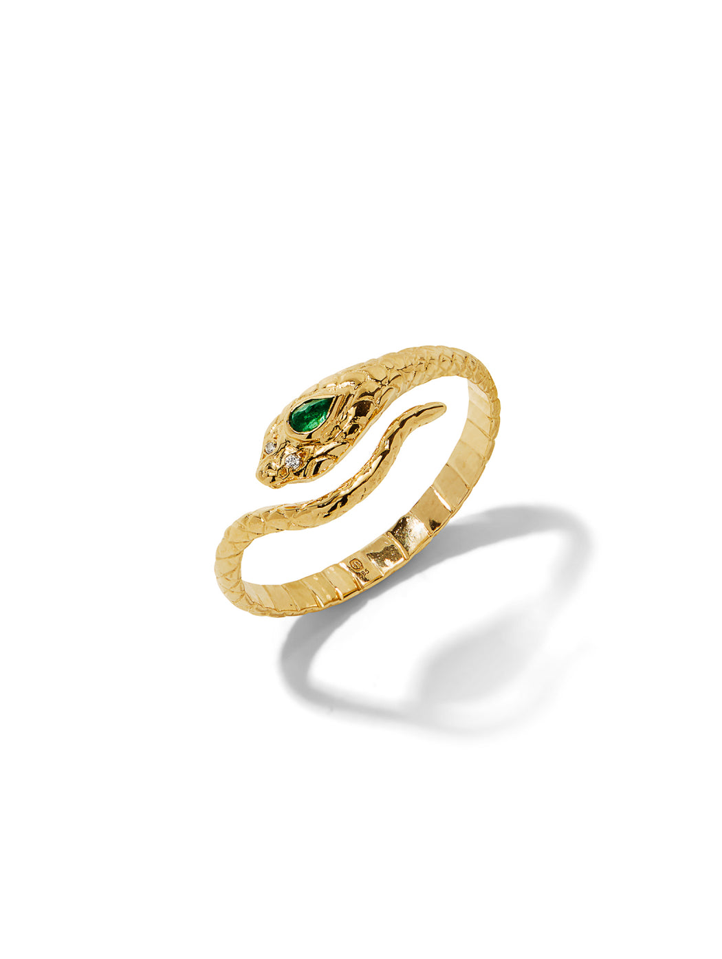 Emerald & Diamond Cobra Yellow Gold Ring