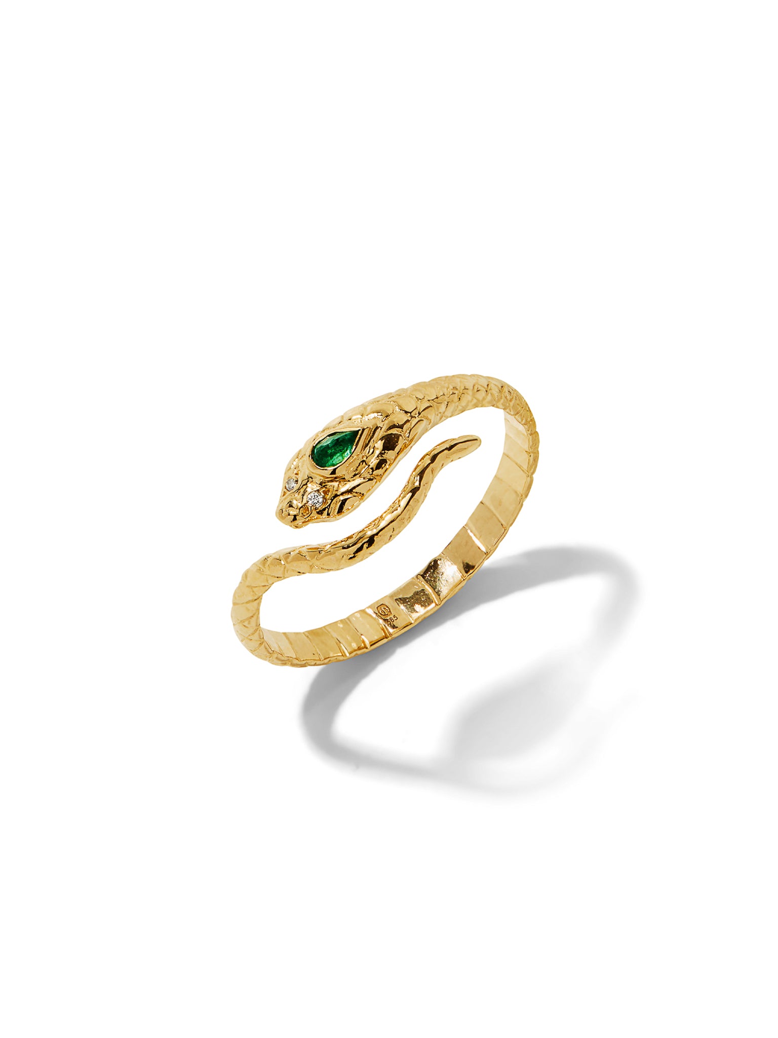 Emerald & Diamond Cobra Yellow Gold Ring