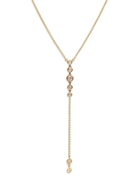 Diamond Bezel Graduated Yellow Gold Lariat Necklace