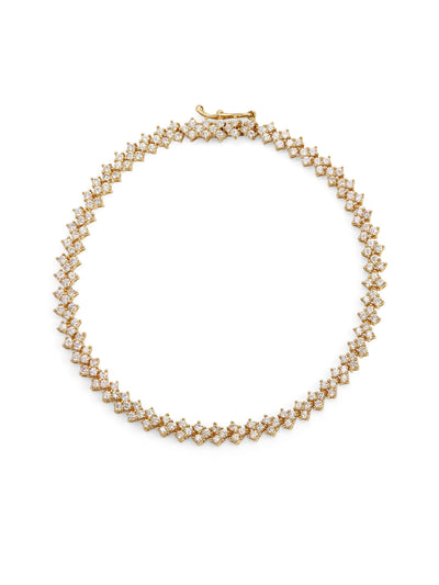 Chevron Diamond Yellow Gold Tennis Bracelet