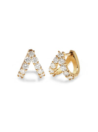 Sparkler Split Huggie Yellow Gold Earrings