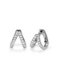 Split Huggie White Gold Earrings