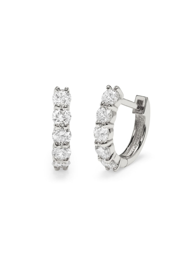 Sparkler Huggie Hoop White Gold Earrings