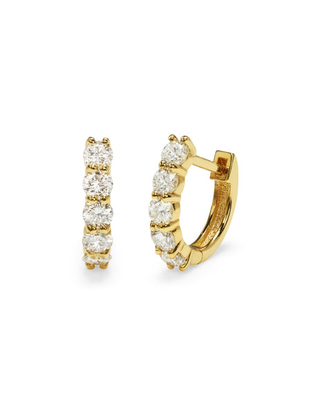 Sparkler Huggie Hoop Yellow Gold Earrings