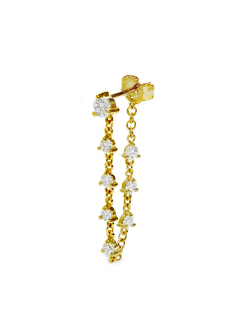 Sparkler Yellow Gold Ear Chain Earring