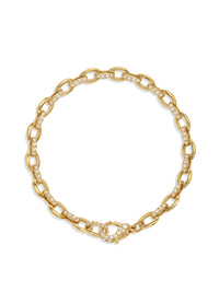 Diamond Oval Link Yellow Gold Bracelet