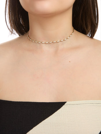 Angel DIamond Yellow Gold Choker Necklace