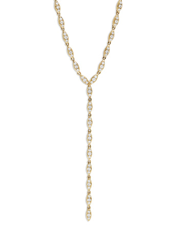 Angel Diamond Yellow Gold Lariat Necklace