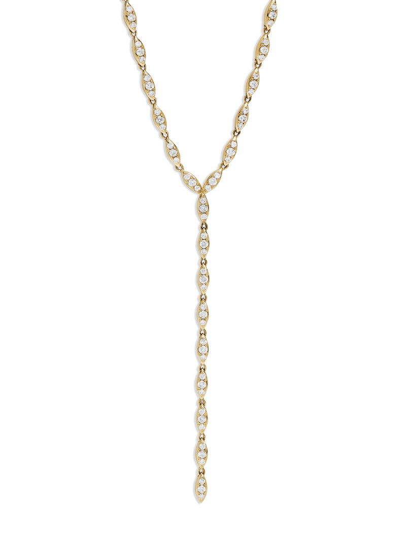 Angel Diamond Yellow Gold Lariat Necklace