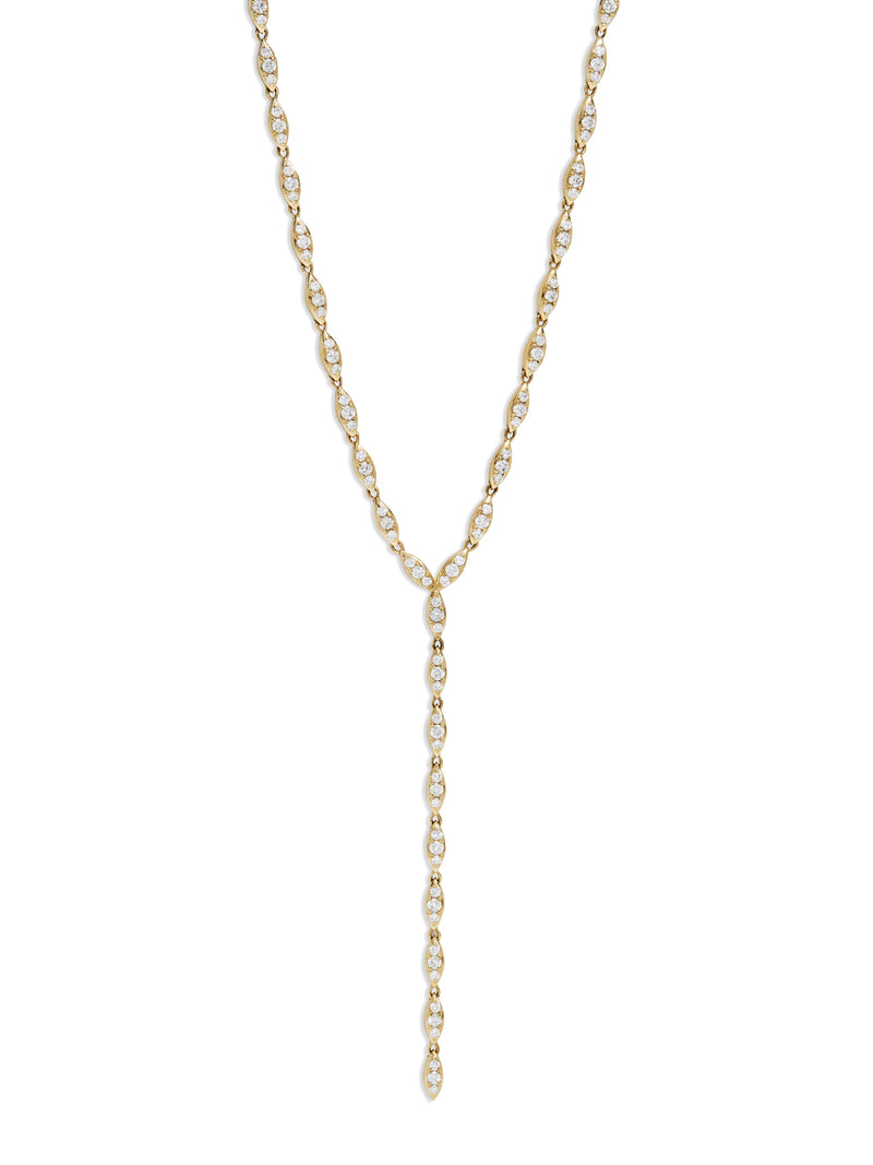 Angel Diamond Yellow Gold Lariat Necklace