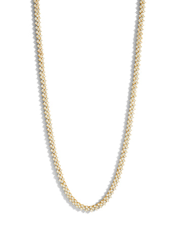 Chevron Yellow Gold Tennis Necklace