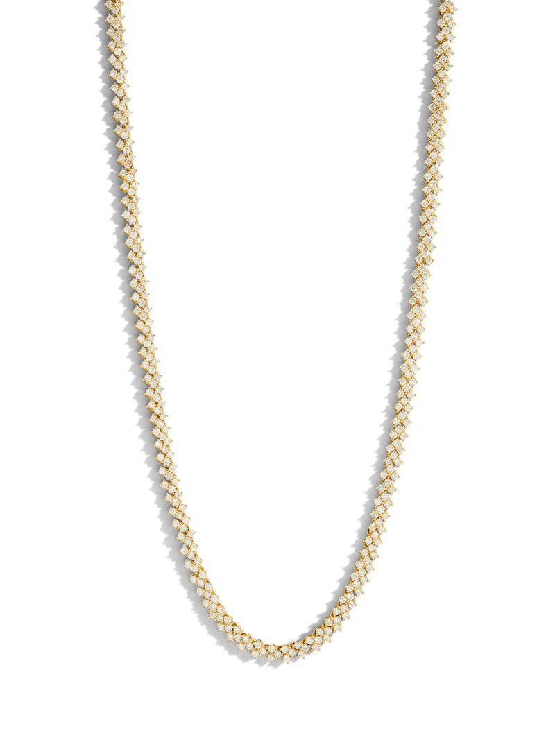 Chevron Yellow Gold Tennis Necklace