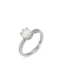 Rose Cut Diamond Platinum Band Ring