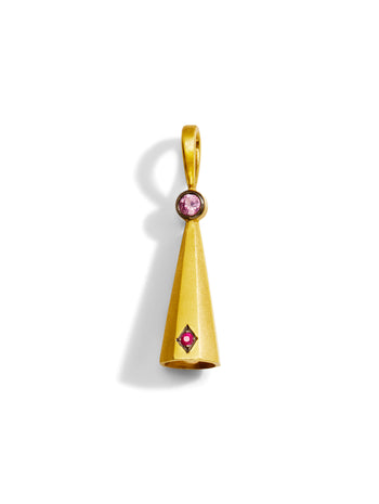 Pink Sapphire Celebration Bell Yellow Gold Charm