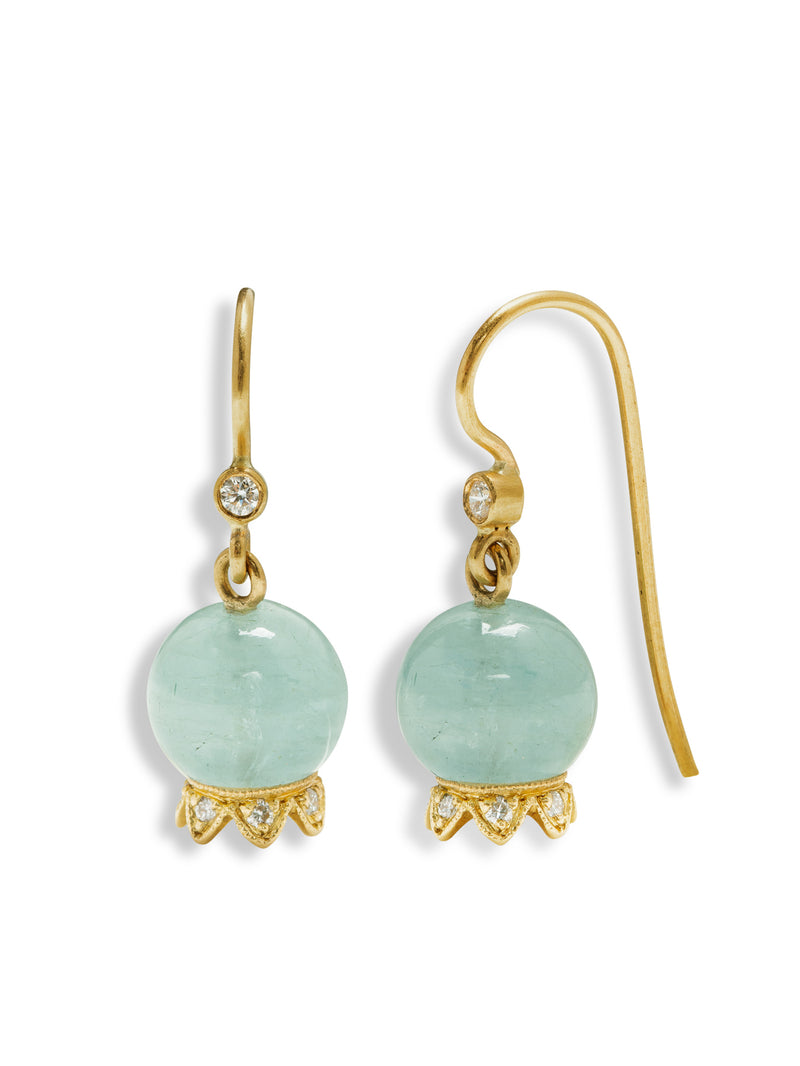 Aquamarine Lily of the Valley Yellow Gold Earrings