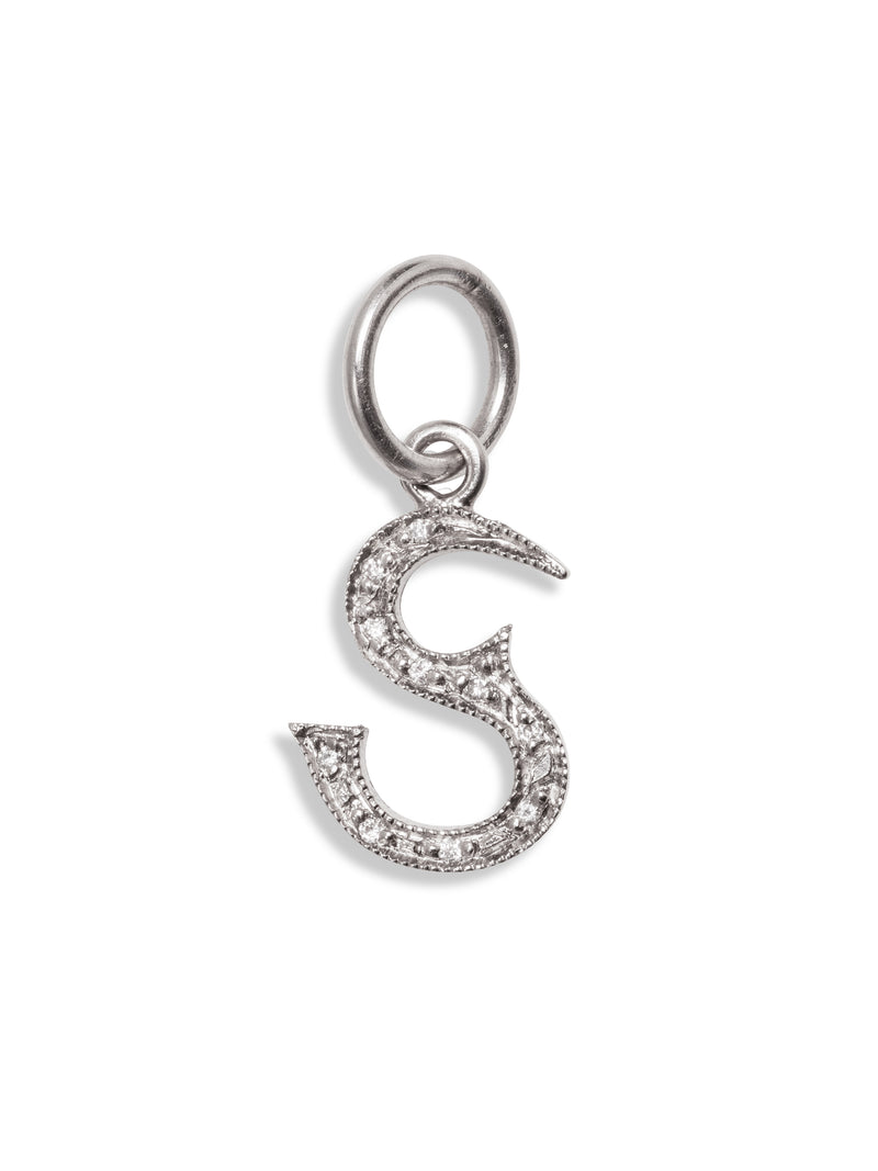 Pavé Initial Platinum Charm