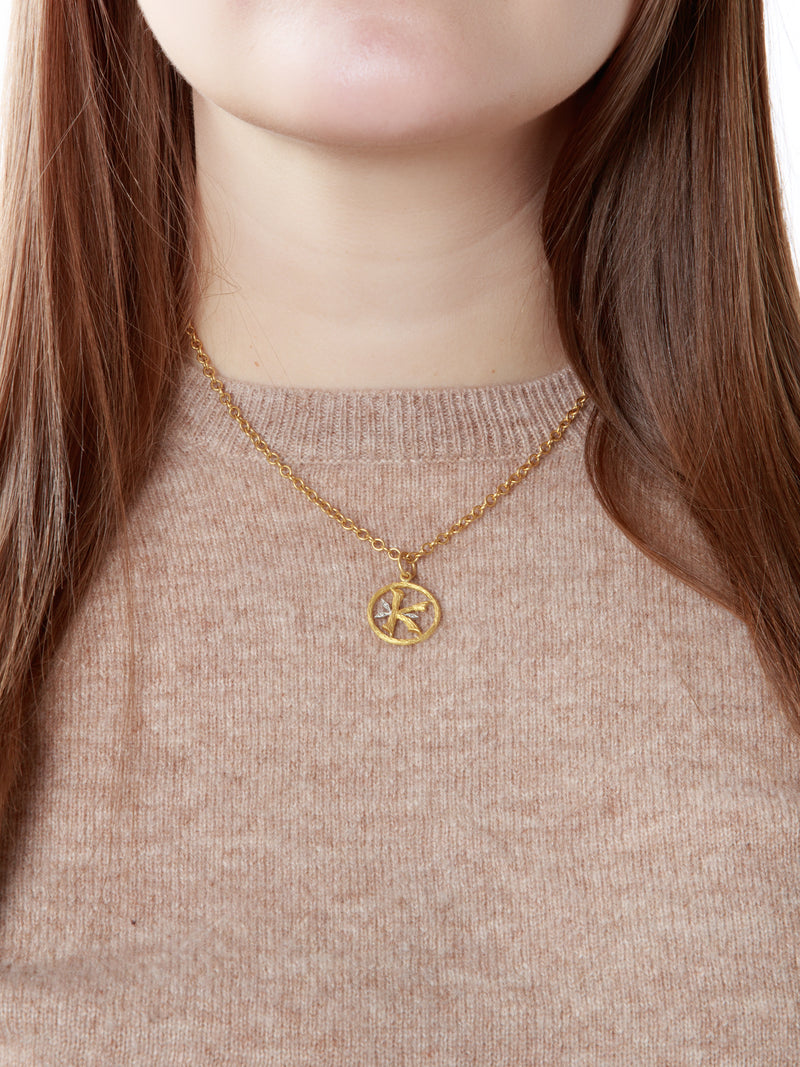 Branch Frame Yellow Gold & Platinum Initial Charm