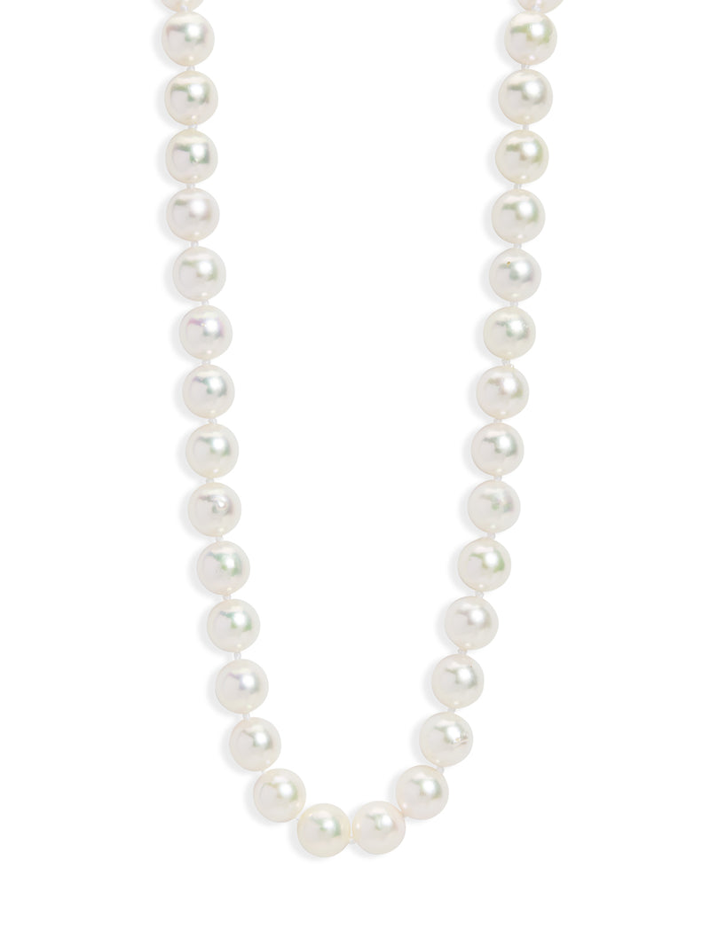 Akoya Pearl Platinum Tassle Strand Necklace