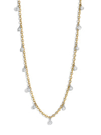 Round Diamond Fringe Yellow Gold Chain Necklace