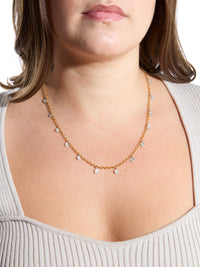 Round Diamond Fringe Yellow Gold Chain Necklace