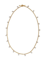 Round Diamond Fringe Yellow Gold Chain Necklace