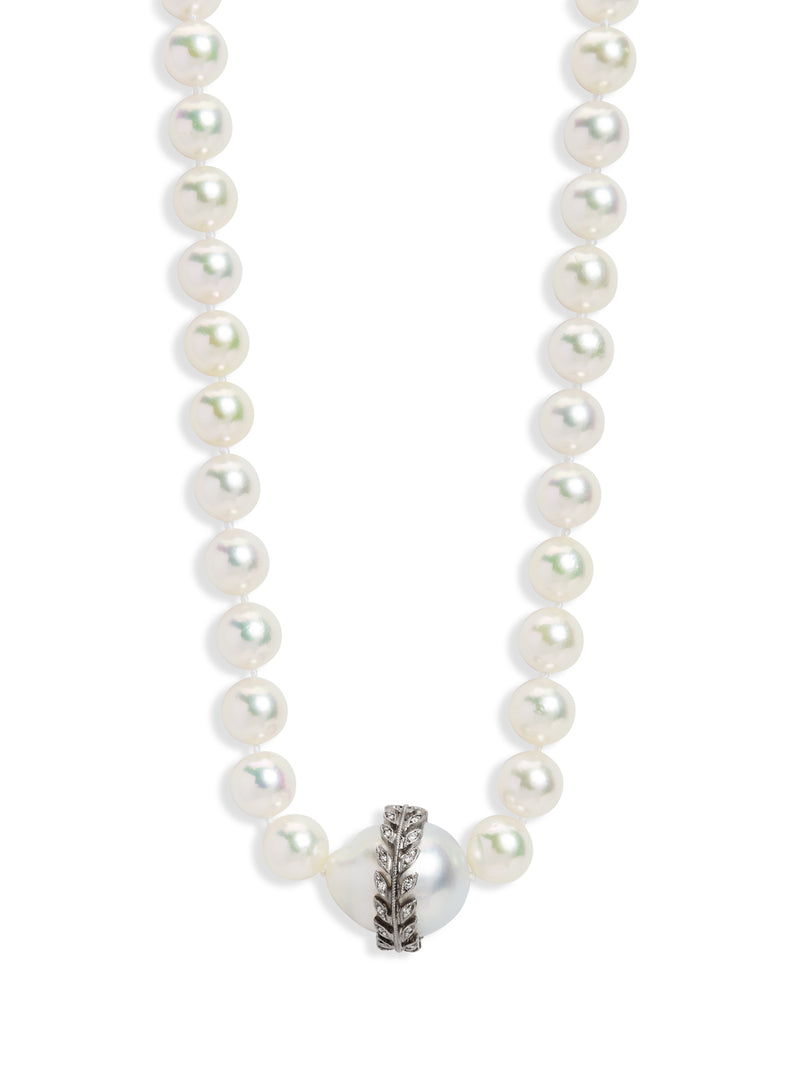 South Sea Pearl With Wheat Overlay On Akoya Pearl Necklace