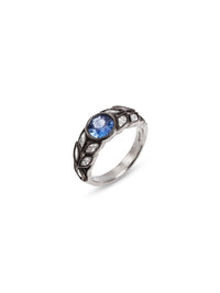 Blue Sapphire Platinum Garland Ring
